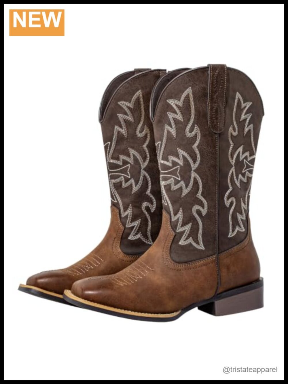 Extra Wide Calf Cowboy Boots Women Square Toe Faux Leather Pull-On Western Boots